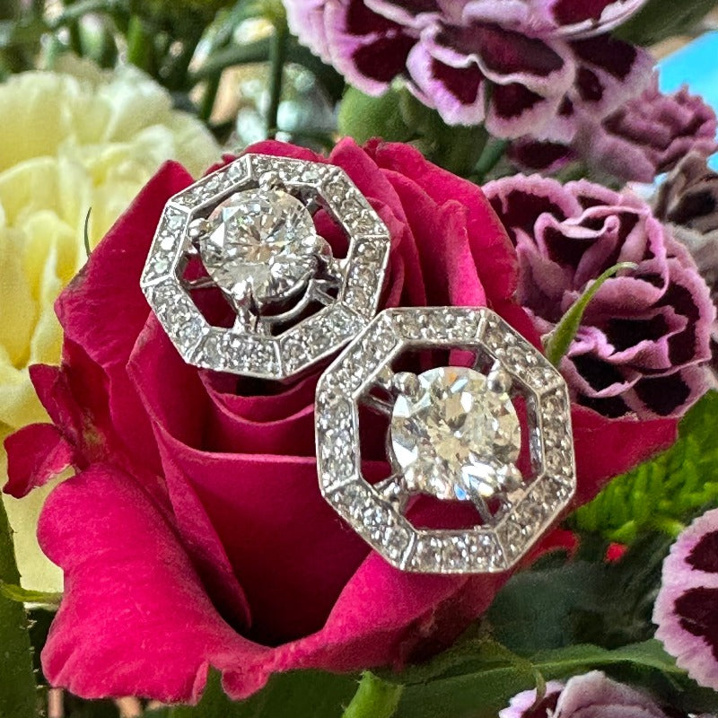 14 Karat White Gold & Diamond Earrings