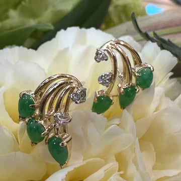 14 Karat Yellow Gold & Jade Earrings