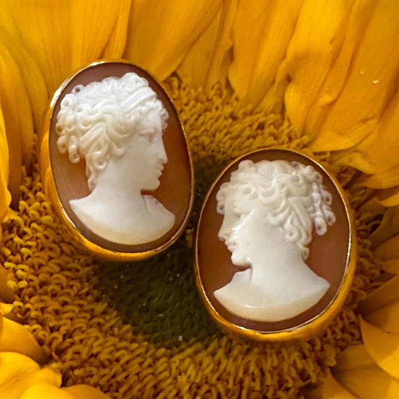 14 Karat Cameo Earrings 