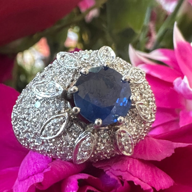 Platinum Sapphire & Diamond Ring