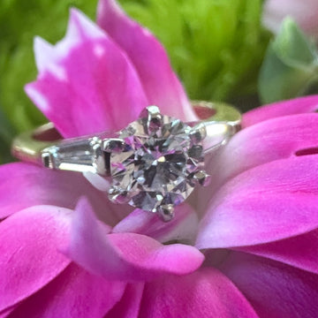 14 Karat Yellow Gold/ Platinum Top Diamond Engagement Ring