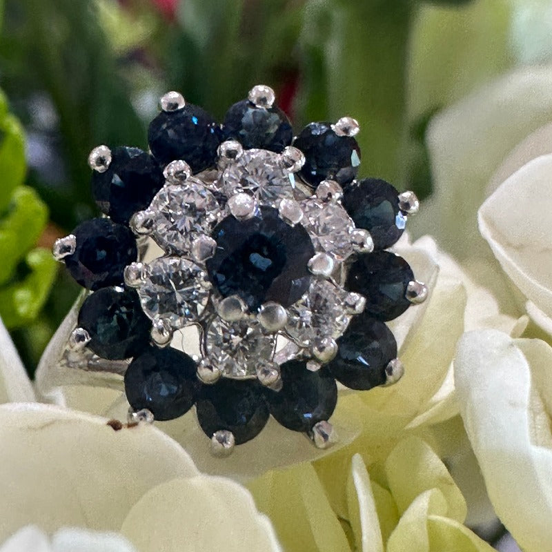 14 Karat White Gold Sapphire & Diamond Ring