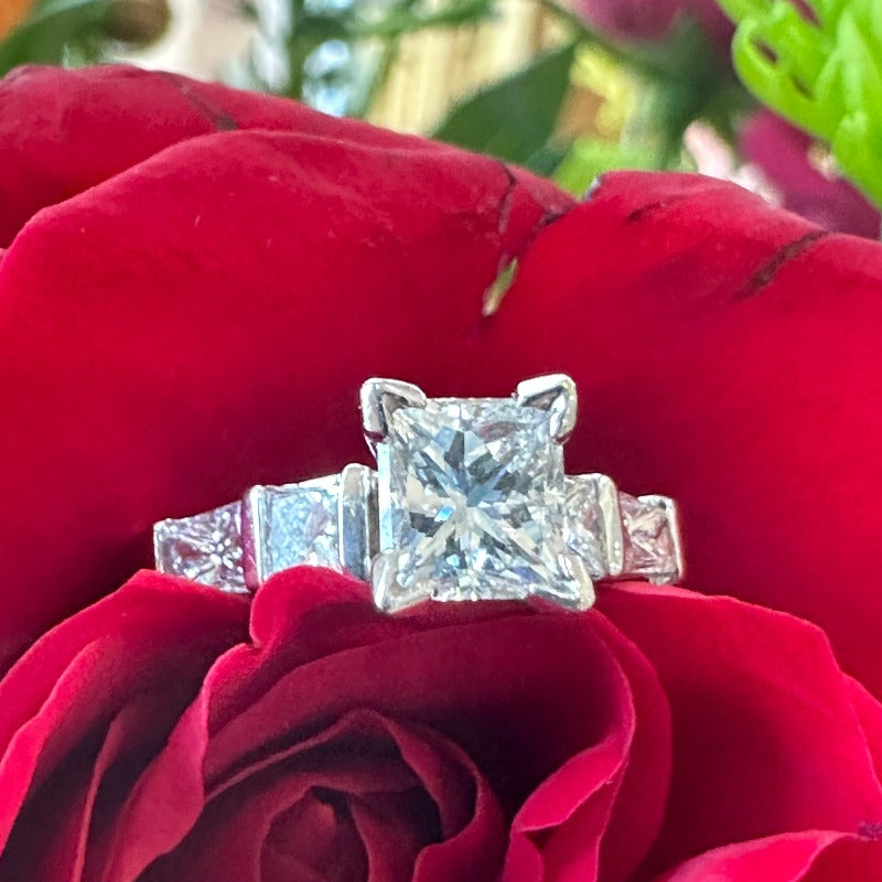 14 Karat White Gold Princess Diamond Engagement Ring