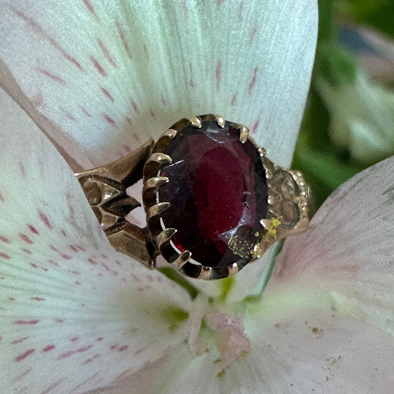 10 Karat Rose Gold Victorian Garnet Ring