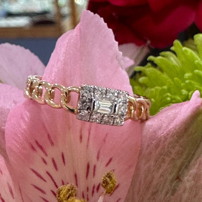Baguette and Round Diamond Cluster Ring