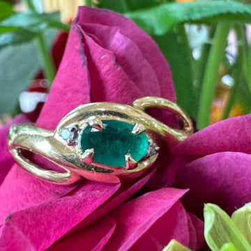 Oval Emerald and Diamond Ring