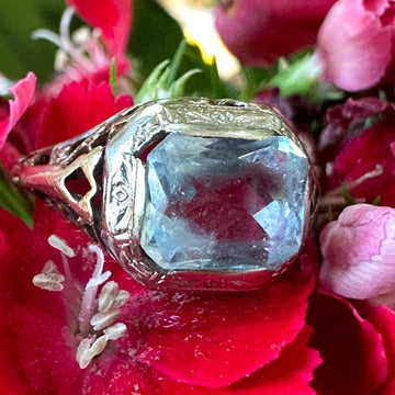 Art Deco Aquamarine Filigree Ring