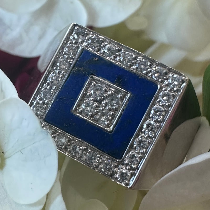 Men's Lapis and Diamond Ring