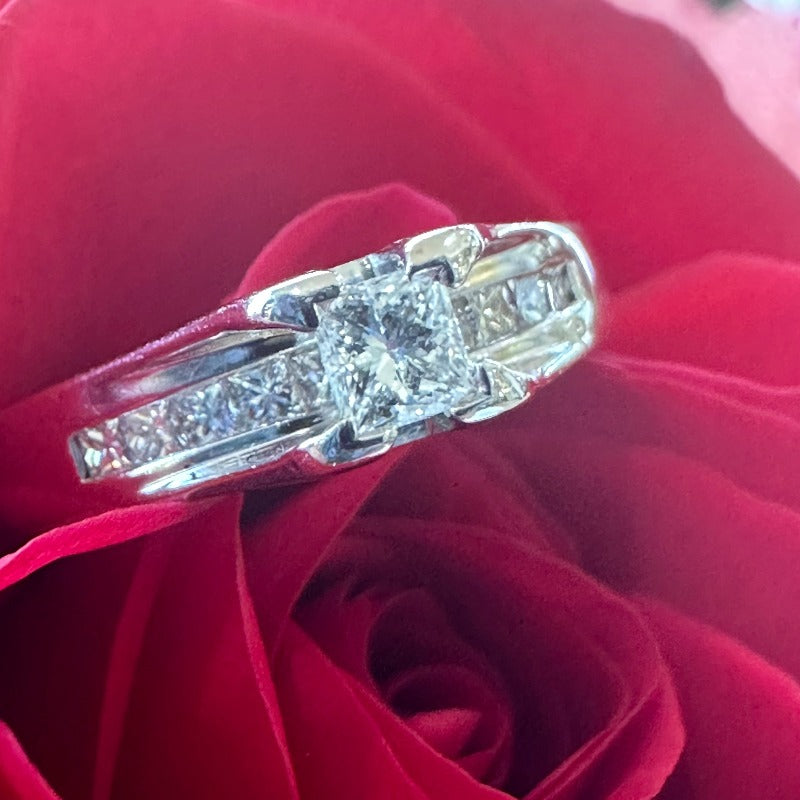 14 Karat White Gold Princess Cut Diamond Ring