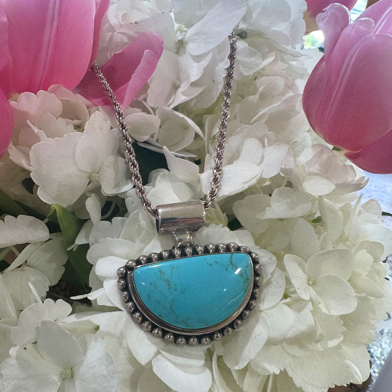 Sterling Silver Turquoise Necklace   #  555-03947