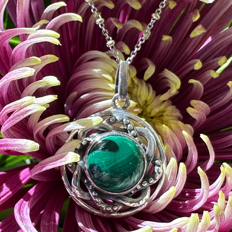 Sterling Silver & Malachite Pendant  # 555-03960