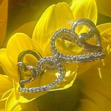 Sterling Silver & 10 Karat Rose Gold Heart Earrings  # 555-04155