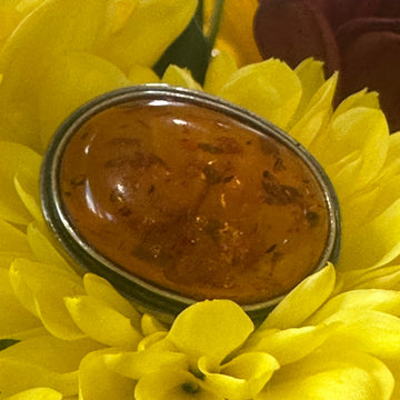 Sterling Silver Amber Pin  # 555-04179