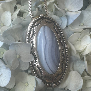 Sterling Silver Blue Lace Agate Pin/Pendant