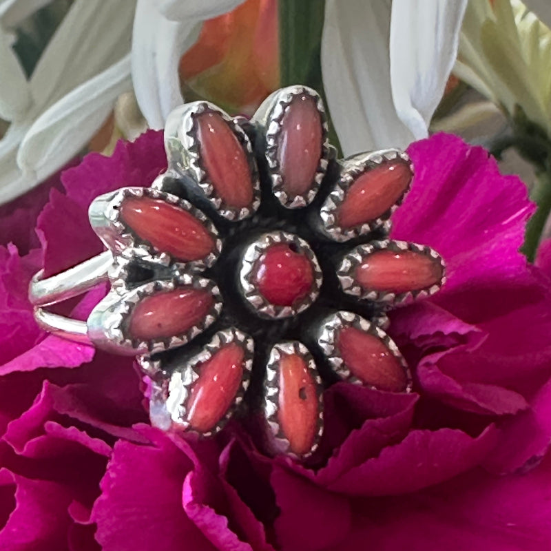Sterling Silver & Coral Ring