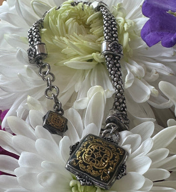 Sterling Silver Double Strand Faux Slide Bracelet