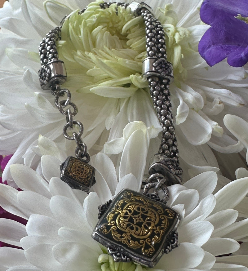 Sterling Silver Double Strand Faux Slide Bracelet