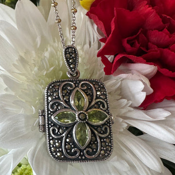 Sterling Silver Locket, Peridot & 18