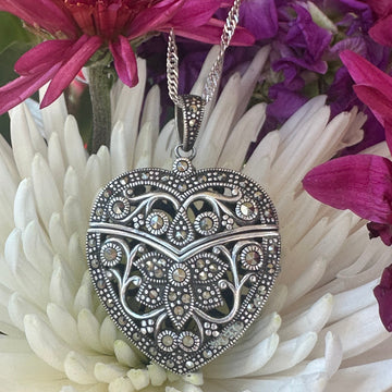 Sterling Silver Marcasite Heart Locket