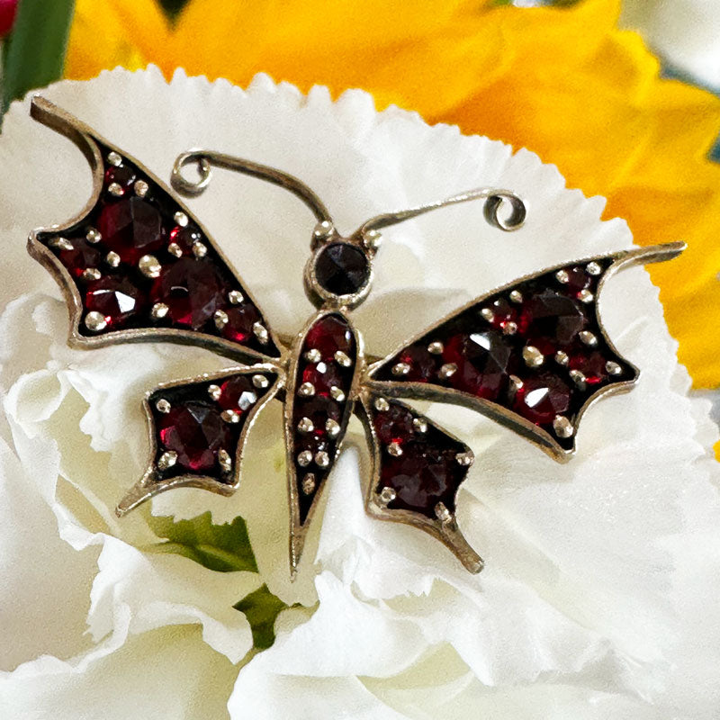 Vermeil & Garnet Butterfly Pin 
