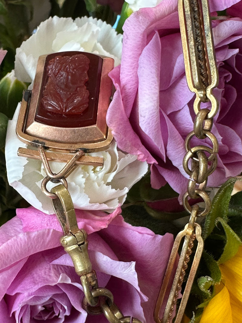 Victorian Pocket Watch Chain & Fob