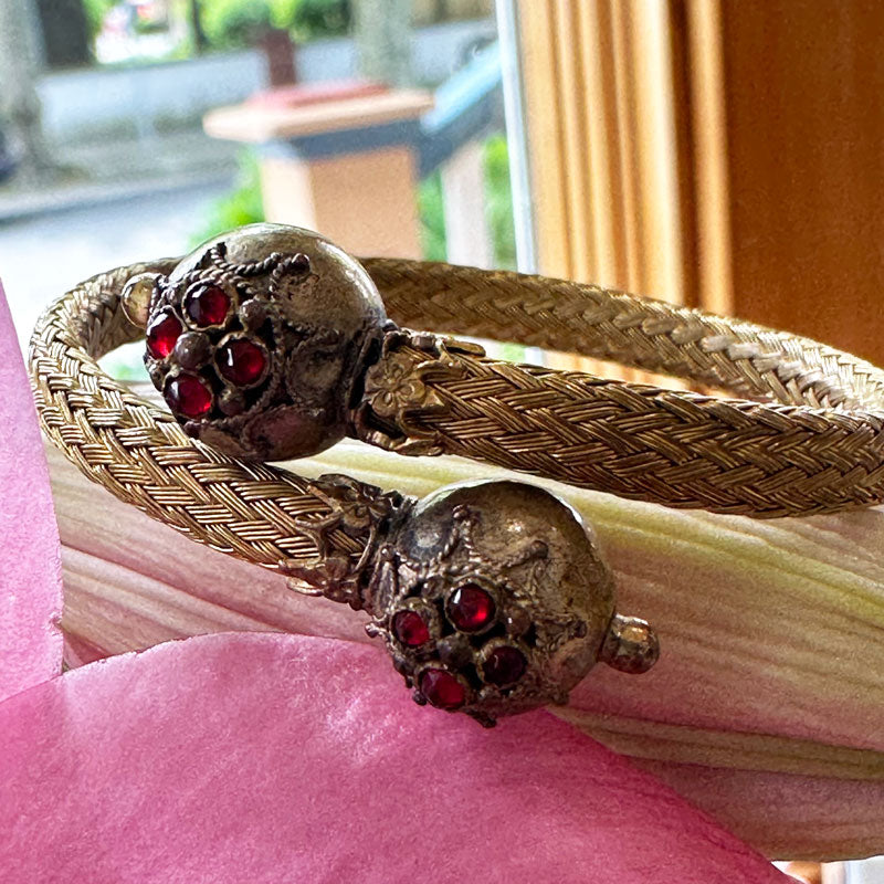 Yellow Gold Filled Bracelet with Garnets  # 466-00048