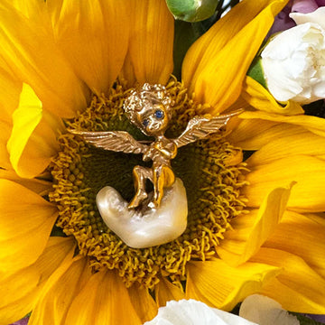 Cherub Floating on a Pearl Cloud