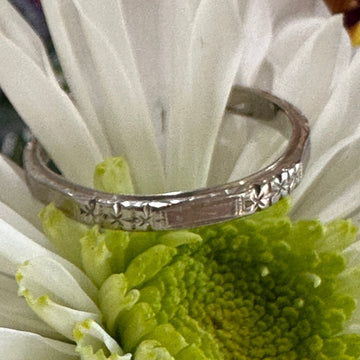 18 Karat White Gold Hand Engraved Band