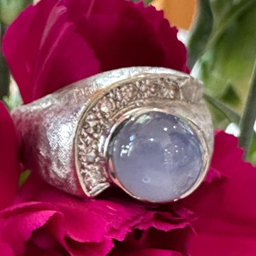 Star Sapphire and Diamond Ring