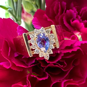 14 Karat Yellow Gold Ring with Tanzanite & Diamonds