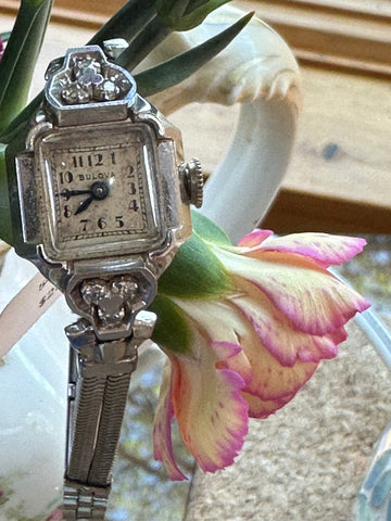 14 Karat White Gold Bulova Wristwatch
