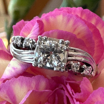 14 Karat White Gold Diamond Engagement Ring