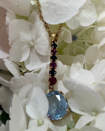 18 Karat Yellow Gold Spinel& Ruby & Sapphire Necklace