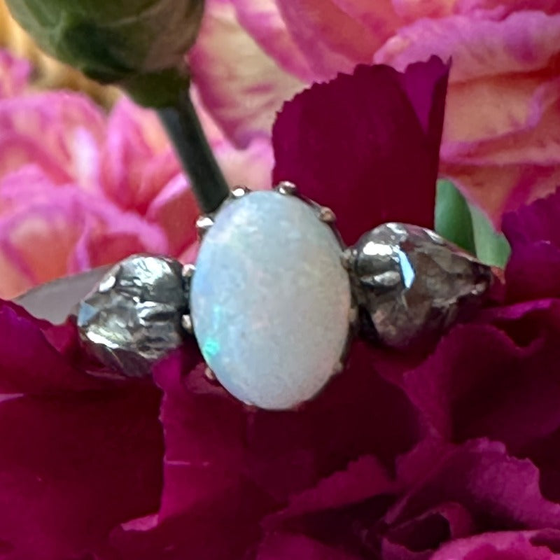 Opal and Rose Cut Diamond Ring 