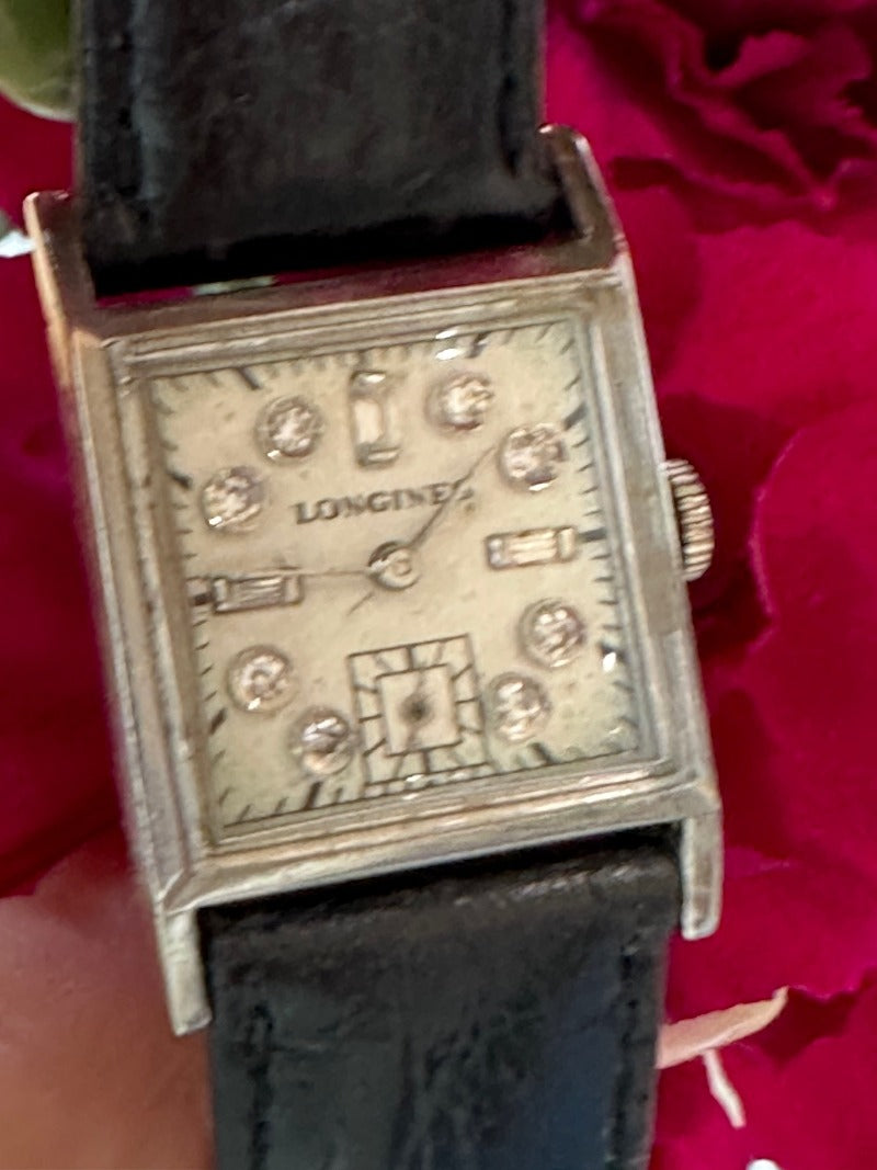 Ladies Palladium Longines Wristwatch w/ Diamond Dial 
