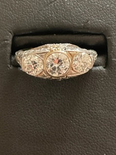 Art Deco Old European Diamond Gypsy Ring  # 541-00134